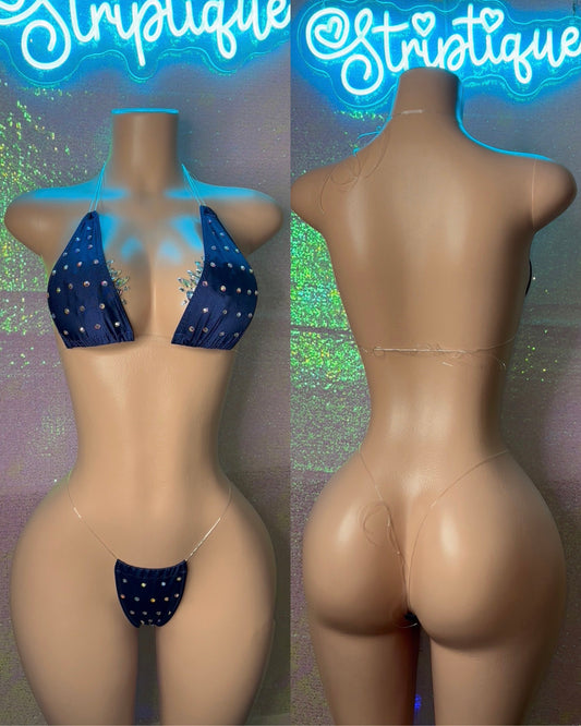 Midnight Blue Crystal Bikini (S-L)