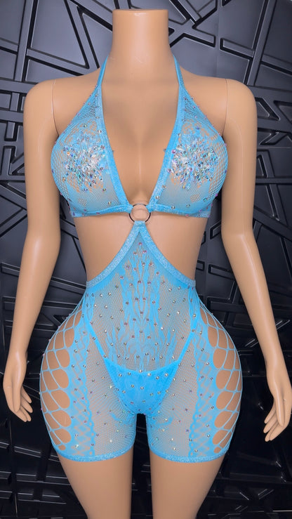 Blue Icy Romper w/ Thong (Small-Large)