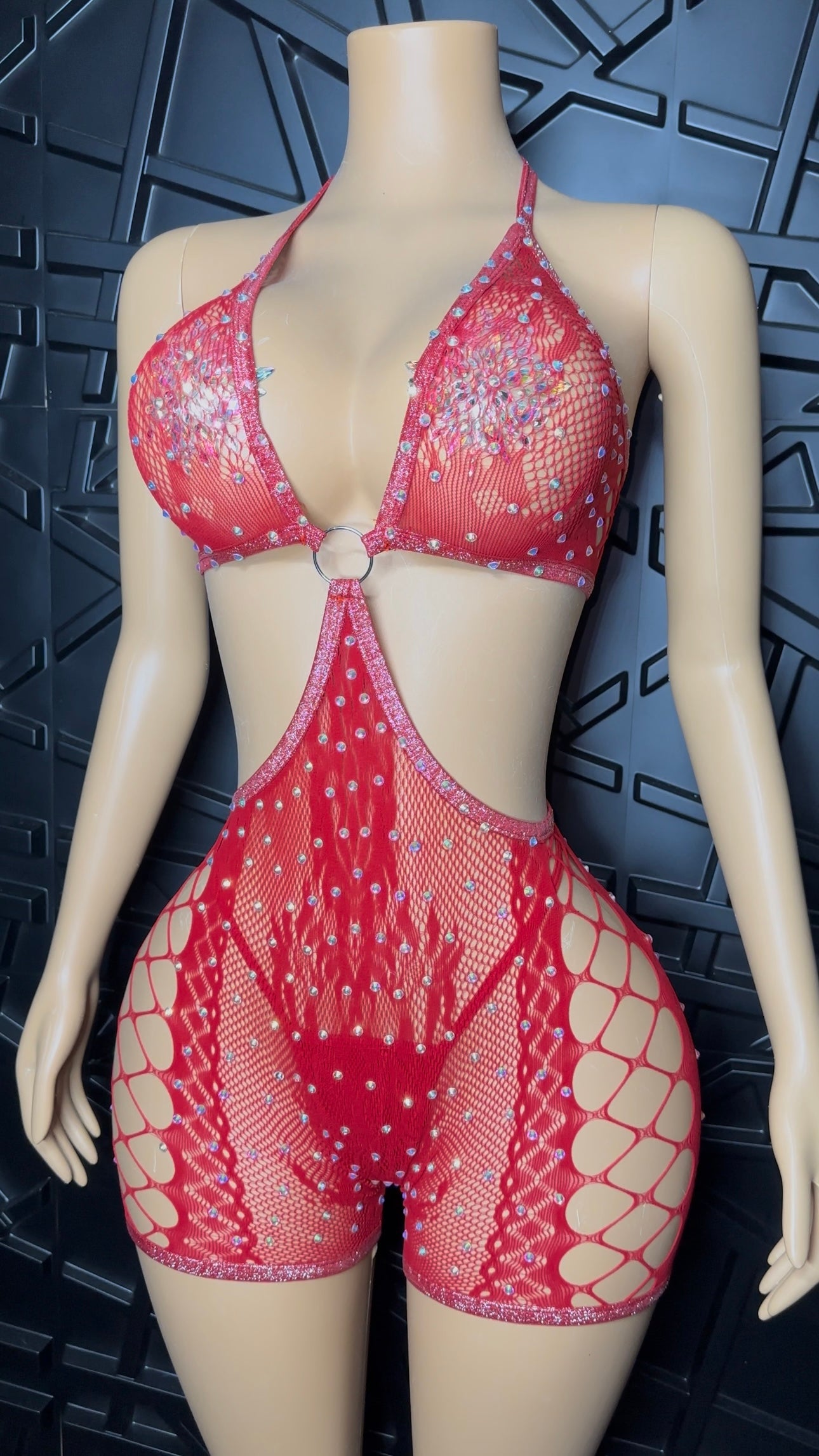 Red Icy Romper w/ Thong (Small-Large)