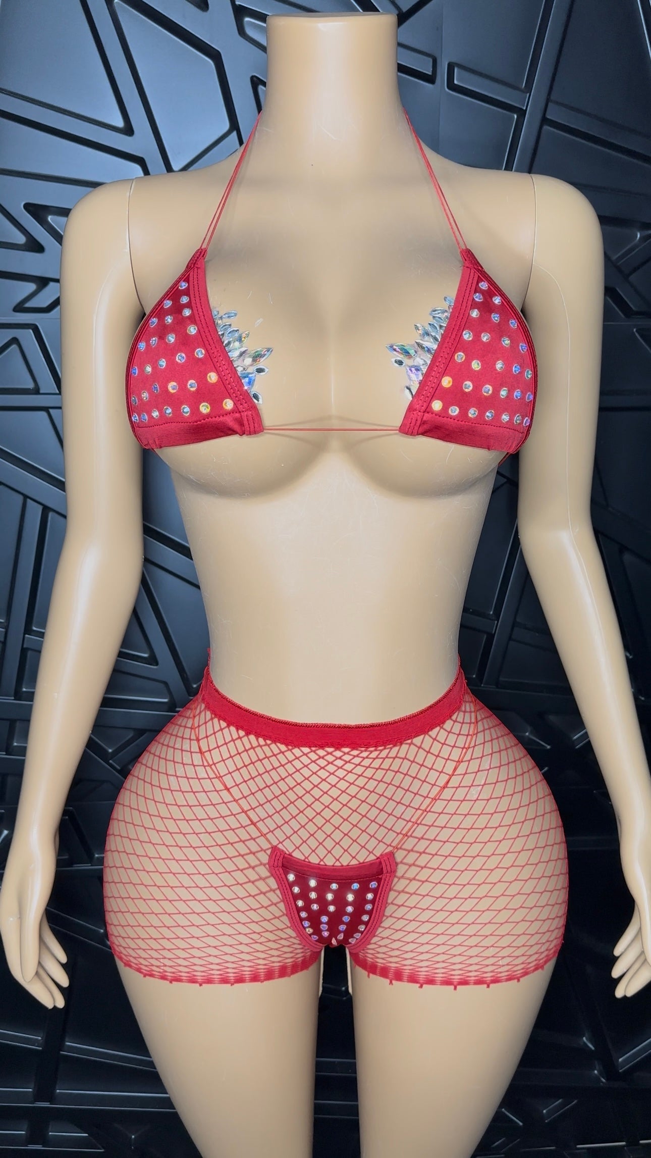 Red Micro Bikini + Shorts (XSmall-Medium)