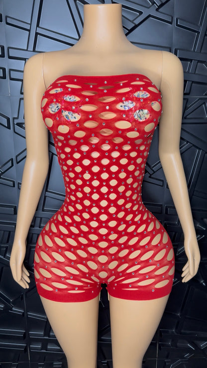Red Rich Girl Romper (XSmall-Large)