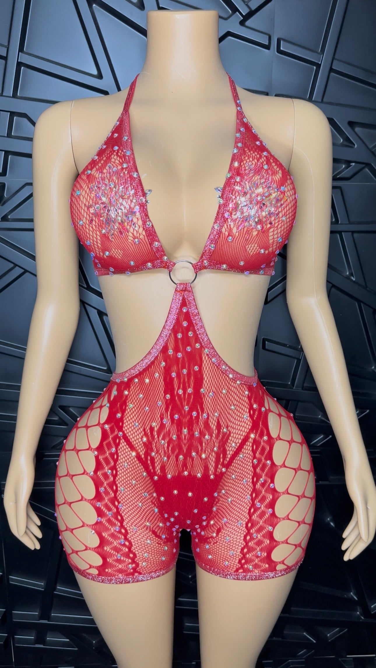 Red Icy Romper w/ Thong (Small-Large)