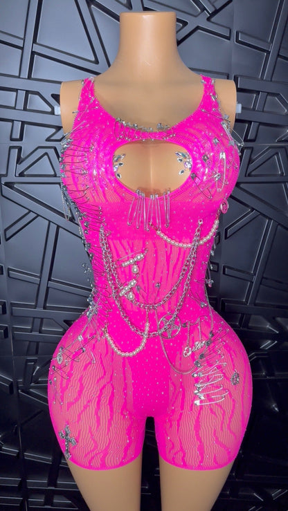 PRE-ORDER Pink Rockstar Romper (Small-XLarge)