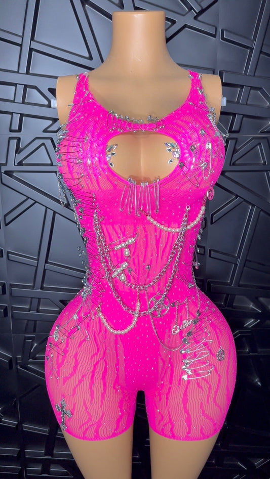 PRE-ORDER Pink Rockstar Romper (Small-XLarge)