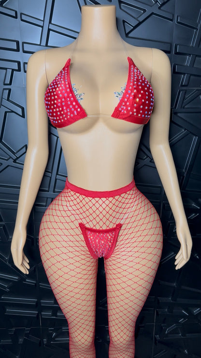 Red Icy Bikini + Pant Set (Small-Large)