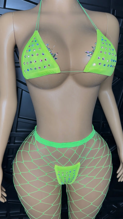 Green Micro Bikini Set w/ Pants (Small-Large)