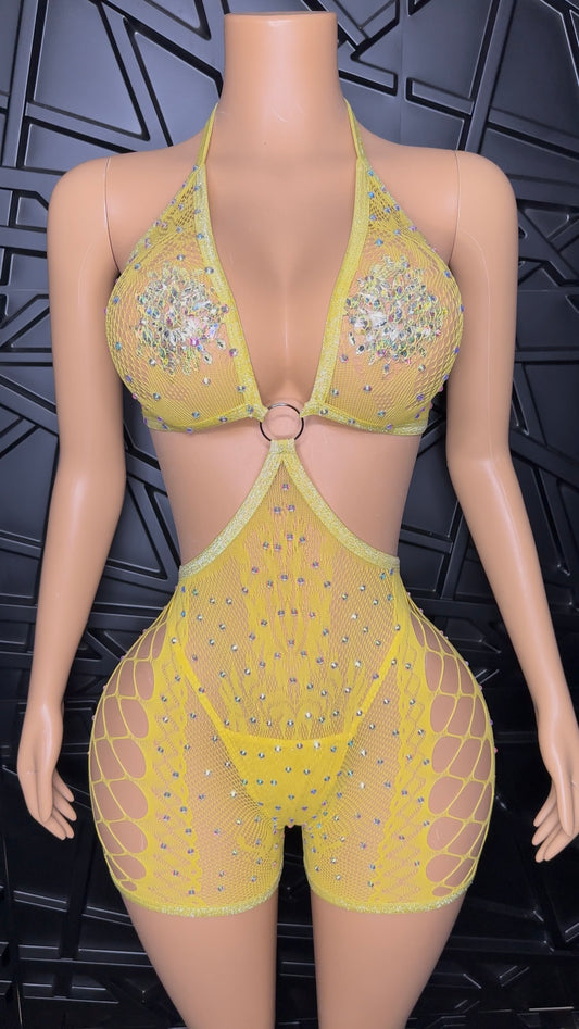 Yellow Icy Romper w/ Thong (Small-Large)