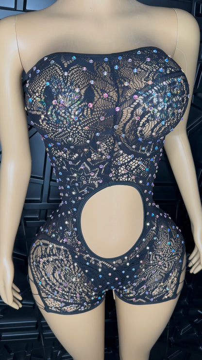 Black Romper w/ Thong & Pasties (Medium)