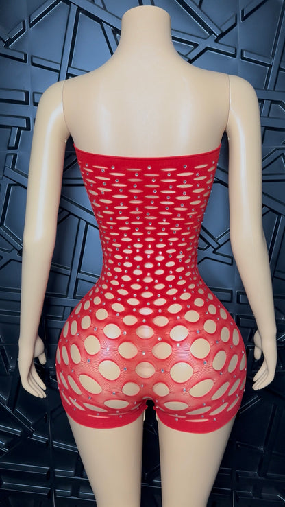 Red Rich Girl Romper (XSmall-Large)