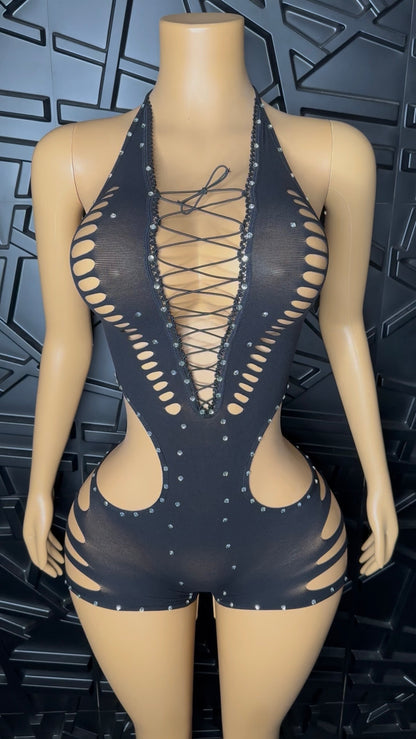 Black Bonita Romper (Medium-XLarge)
