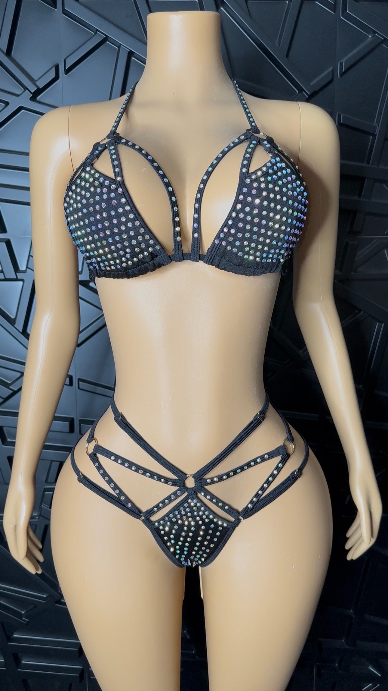 Black Diamanté Set (Medium-Large)