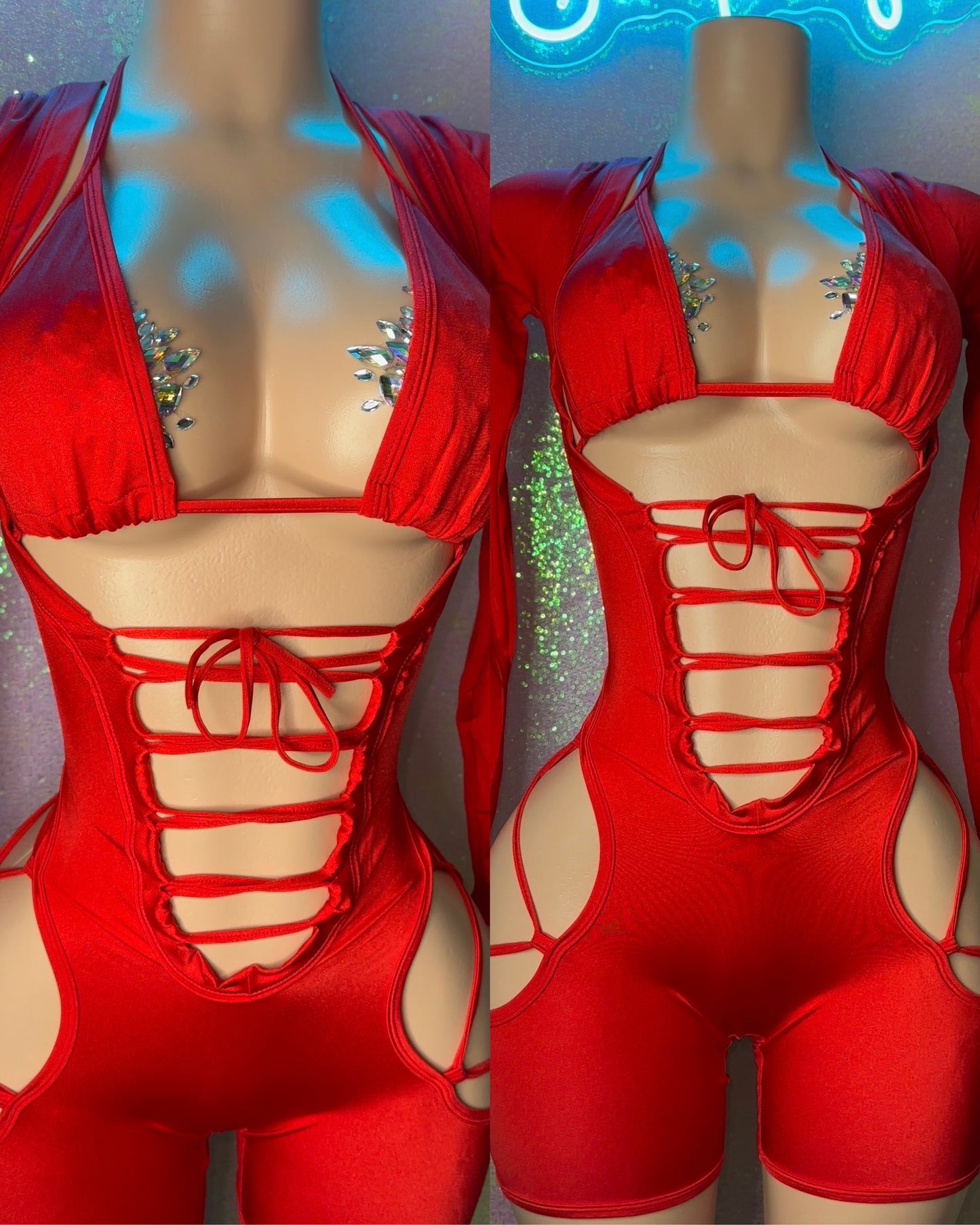 Red BG Bikini Top Romper