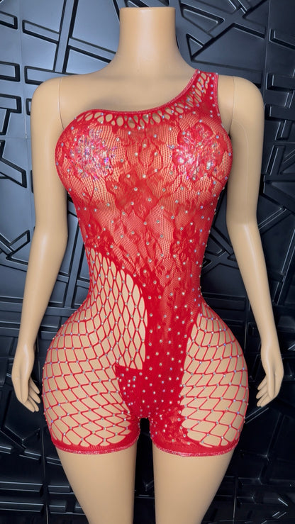 Red Icy Romper w/ Thong (Small-Large)
