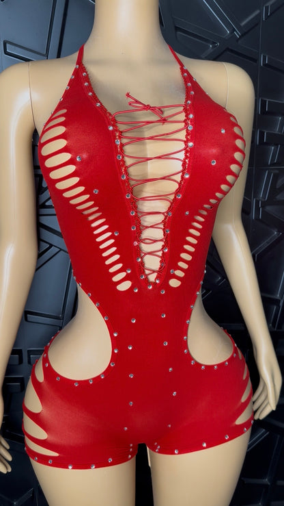 Red Bonita Romper (Medium-XLarge)