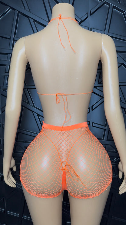 Orange Micro Bikini + Shorts (XSmall-Medium)