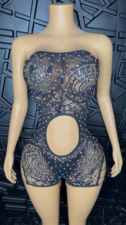 Black Romper w/ Thong & Pasties (Medium)