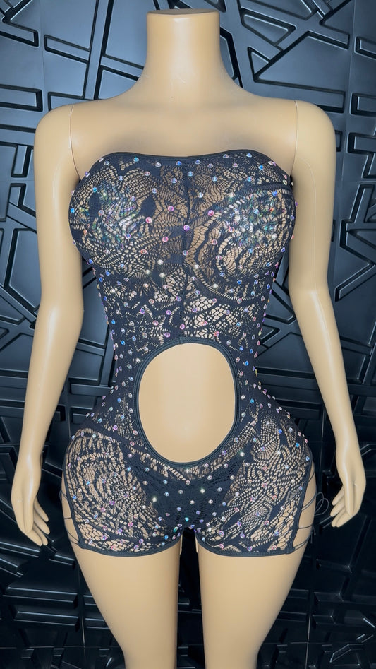 Black Romper w/ Thong & Pasties (Medium)