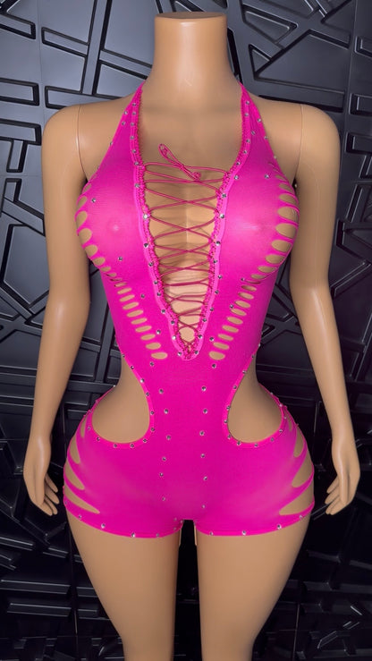 Pink Bonita Romper (Medium-XLarge)