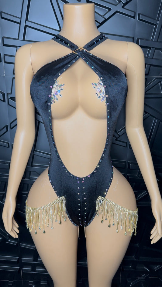 Black/Gold Fringe 1pc (Small-Medium)