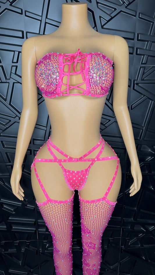 Hot Pink Iced Pant Set (Medium)