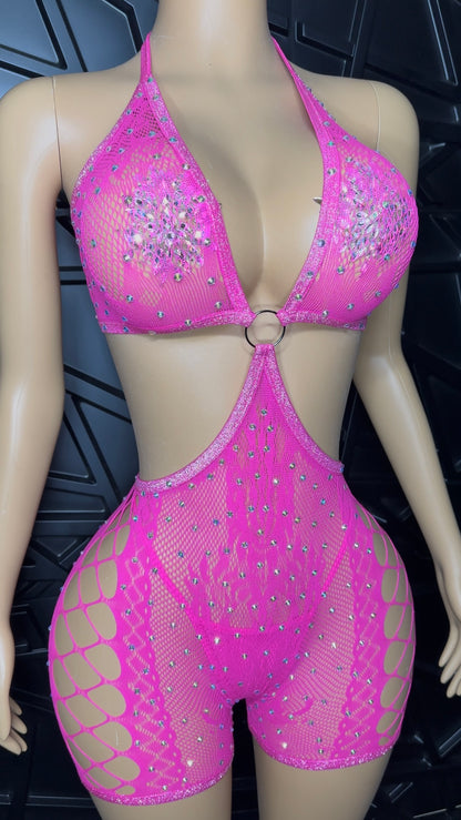 Pink Icy Romper w/ Thong (Small-Large)