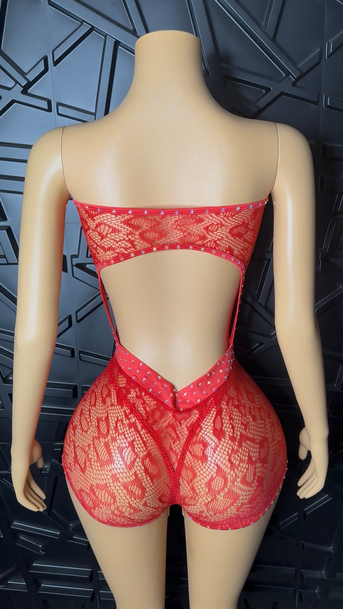 Red Romper + Thong (Medium) STRETCHY