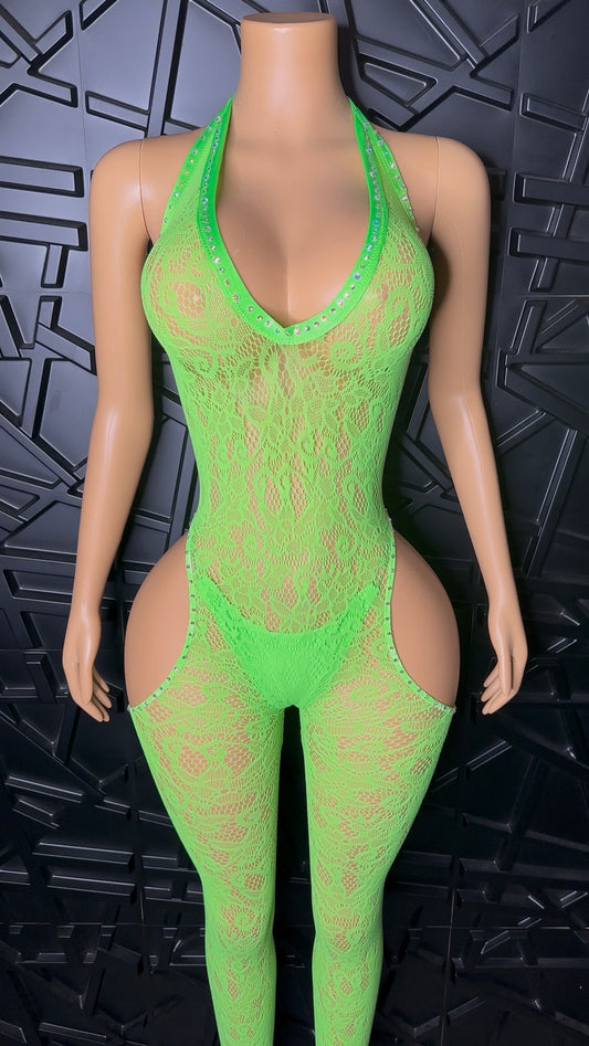 Green Jumpsuit Set (Med-XL) STRETCHY
