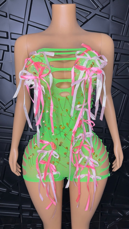 Green Coquette Romper (XSmall-Large)