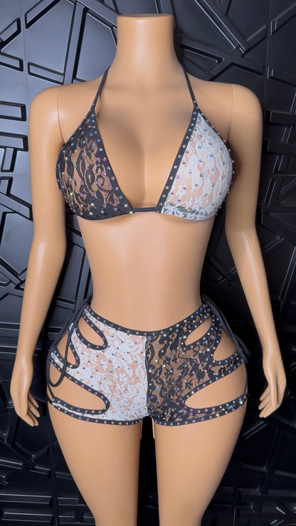 White/Black Short Set (Small-Medium)