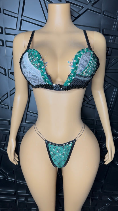 Green Fancy Bra Set (Medium)