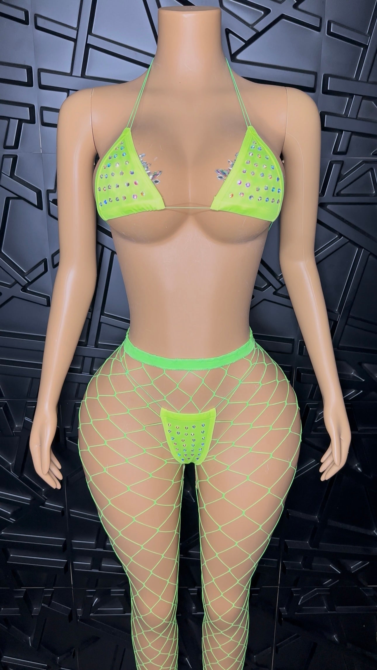 Green Micro Bikini Set w/ Pants (Small-Large)