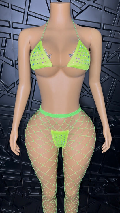 Green Micro Bikini Set w/ Pants (Small-Large)