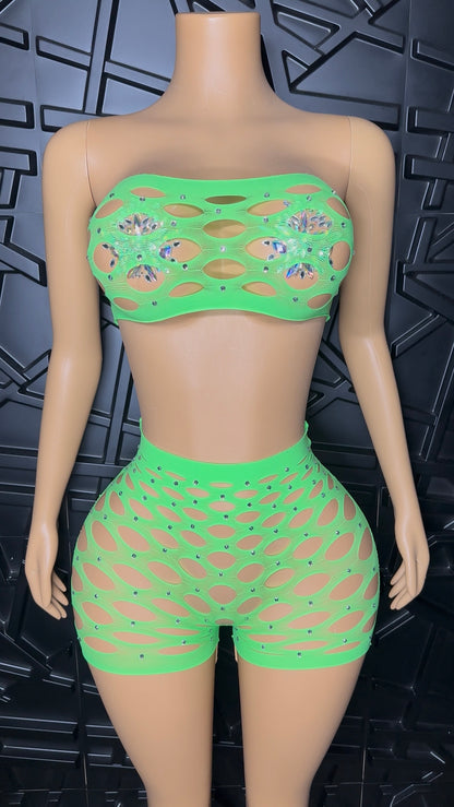 Green Rich Girl Short Set (XSmall-Medium)
