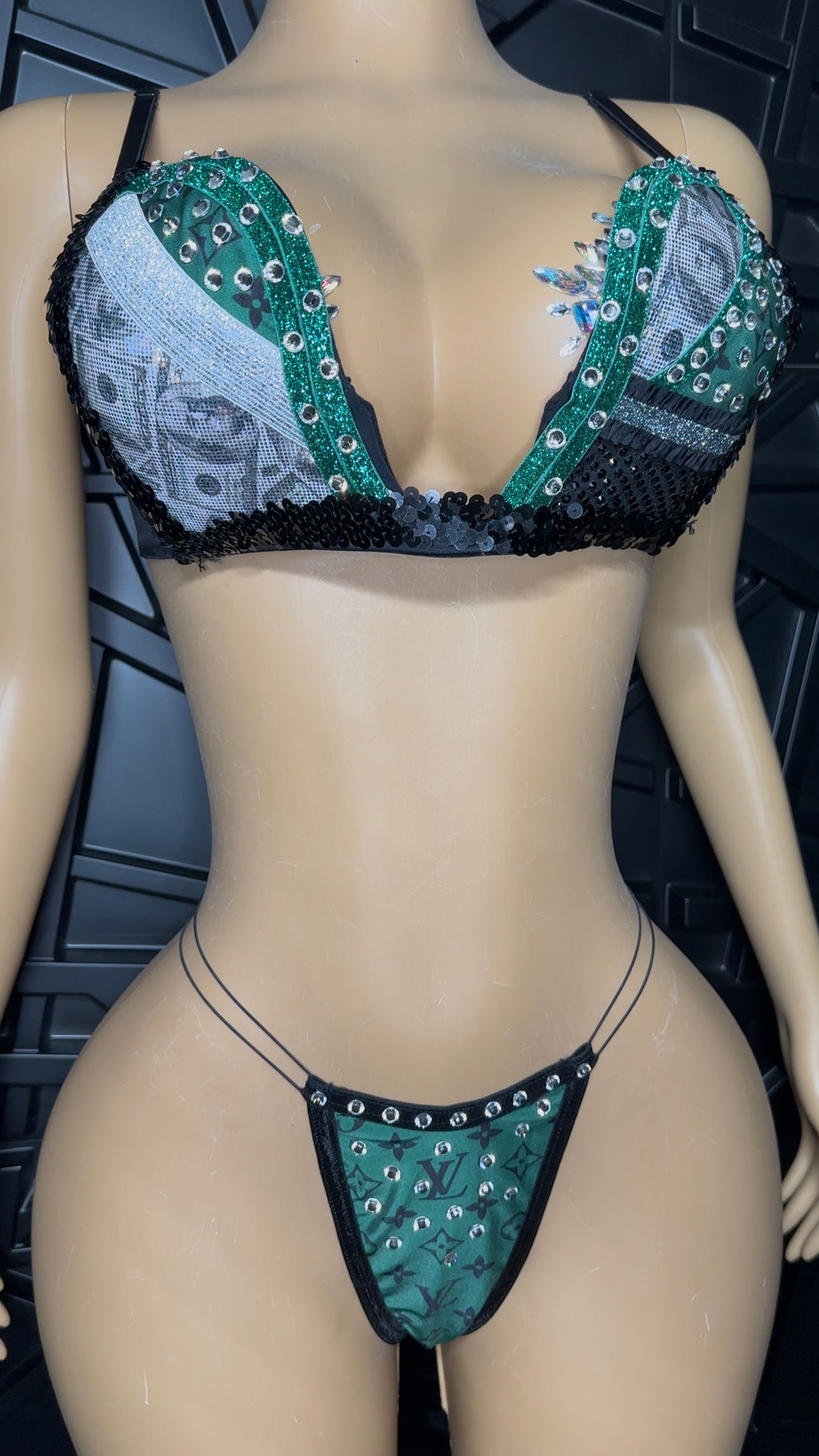 Green Fancy Bra Set (Medium)
