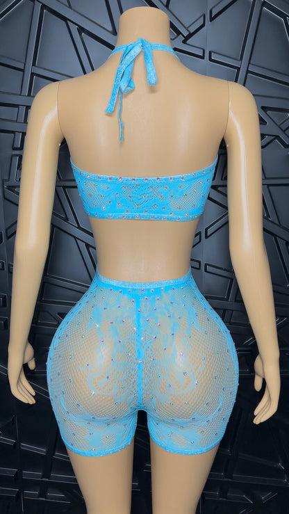 Blue Icy Romper w/ Thong (Small-Large)