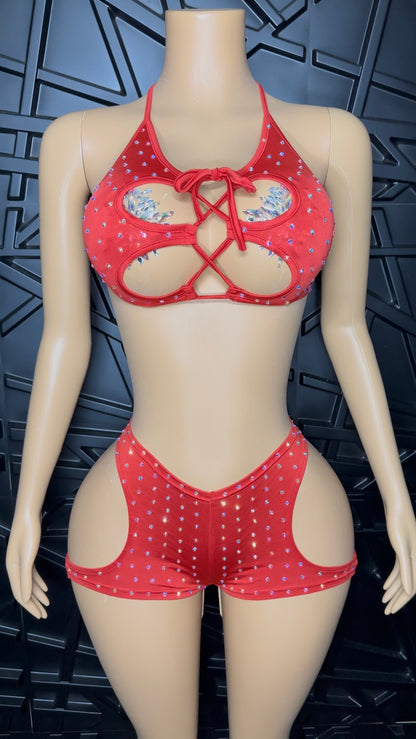 Red Icy Short Set (Medium-Large)