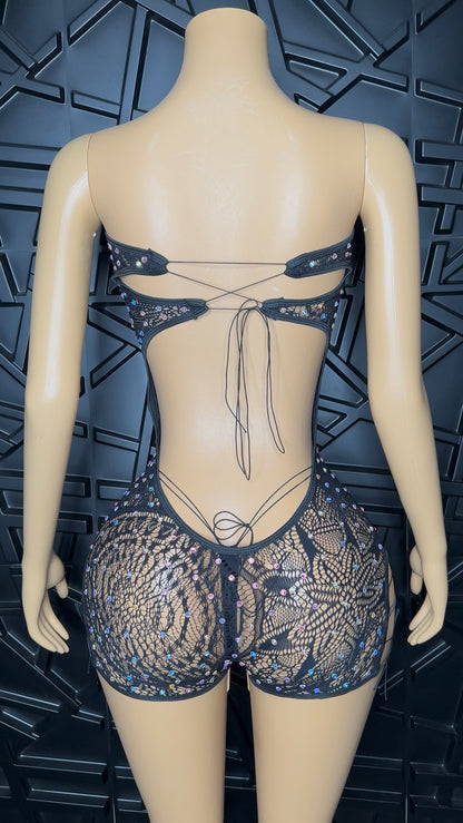 Black Romper w/ Thong & Pasties (Medium)