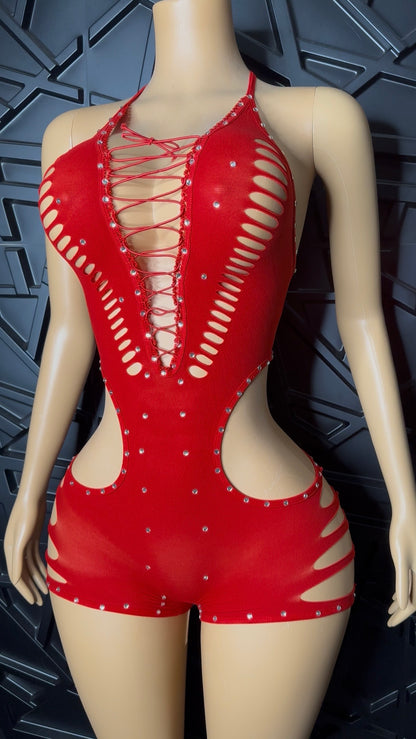 Red Bonita Romper (Medium-XLarge)