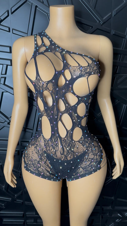 Black Iced Romper (Medium) STRETCHY