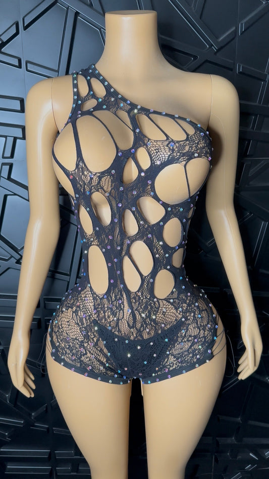 Black Iced Romper (Medium) STRETCHY