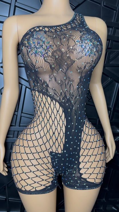 Black Icy Romper w/ Thong (Small-Large)