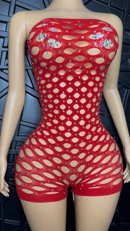 Red Rich Girl Romper (XSmall-Large)