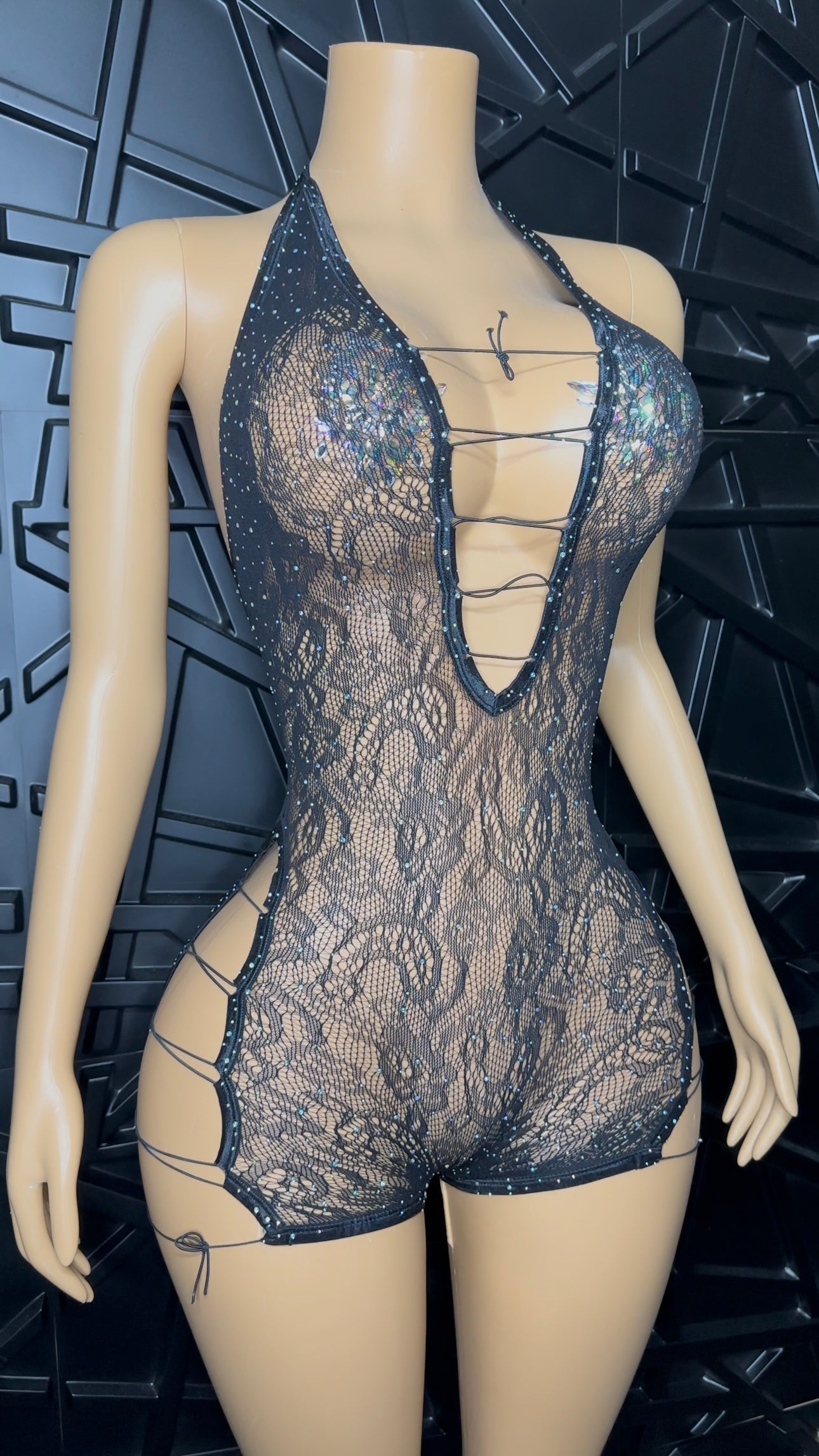 Black Xtra Sparkly Romper (XSmall-XLarge)