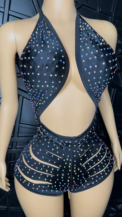 Black Bunny Romper (Medium-XLarge) STRETCHY