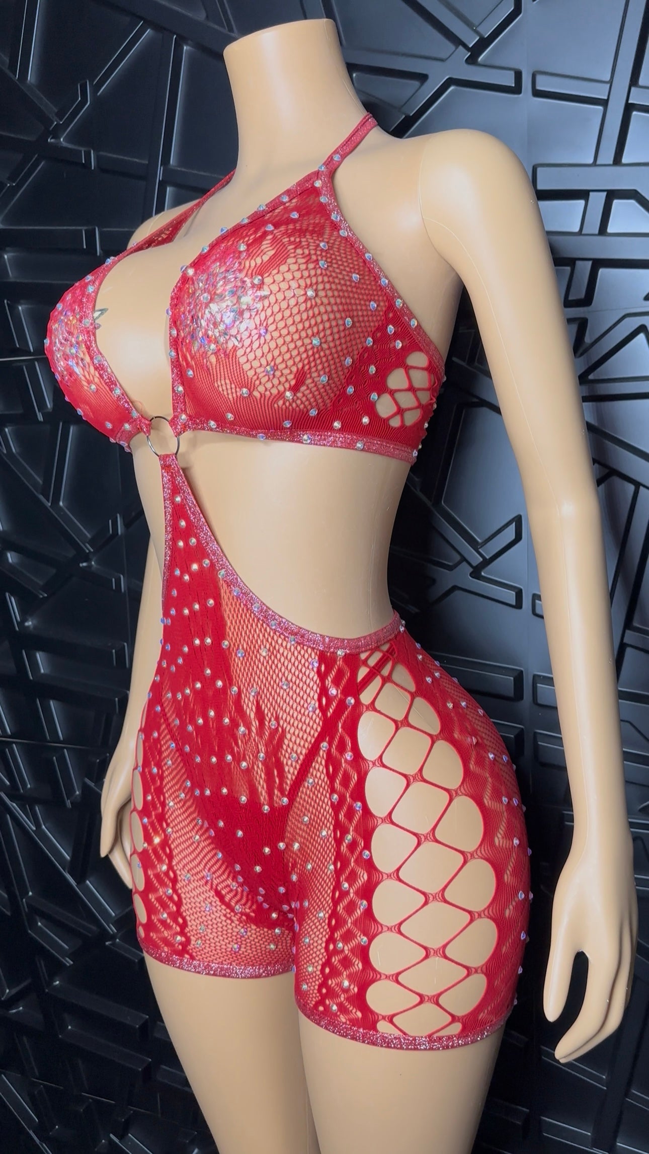 Red Icy Romper w/ Thong (Small-Large)