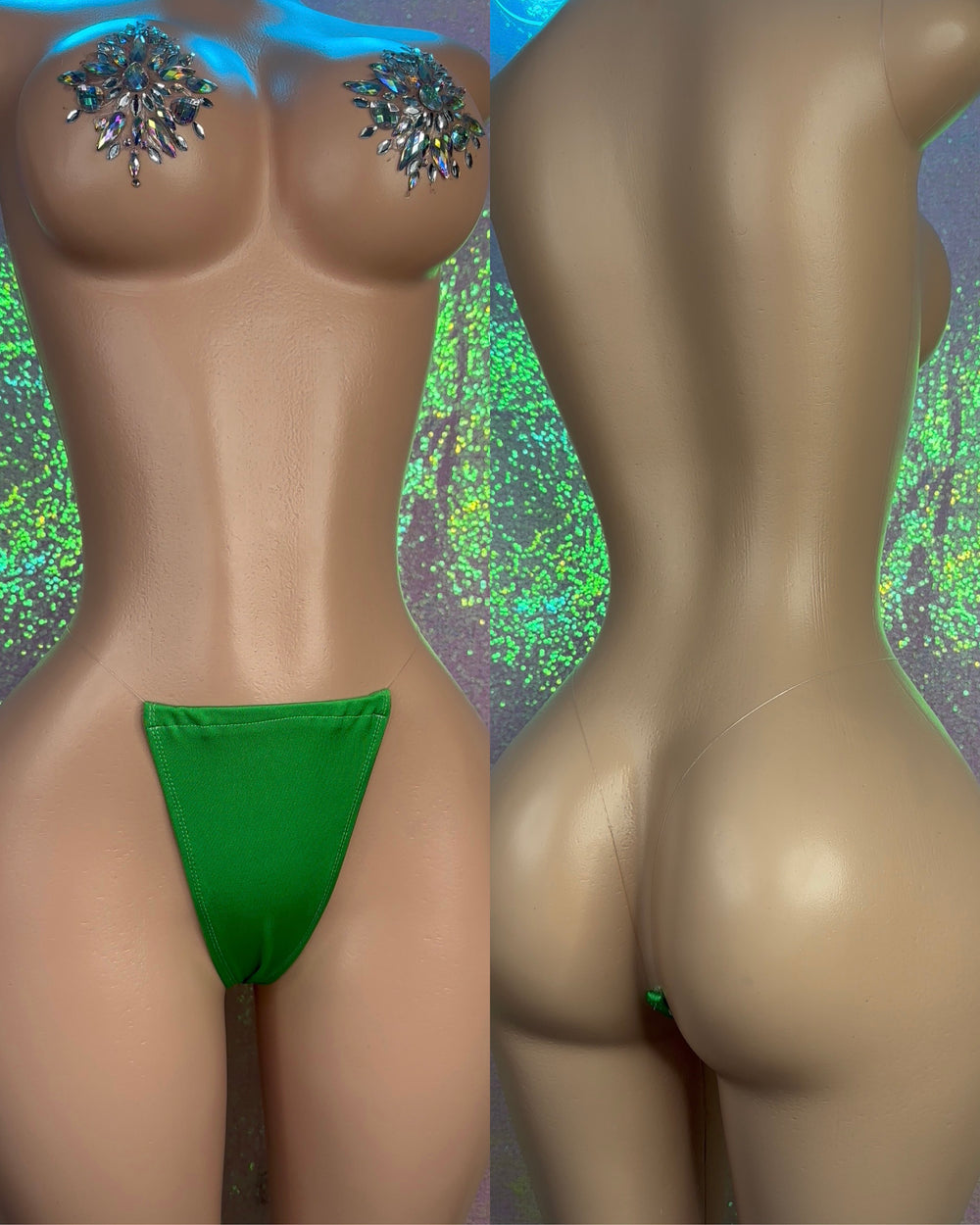 Money Green Clear String Thong